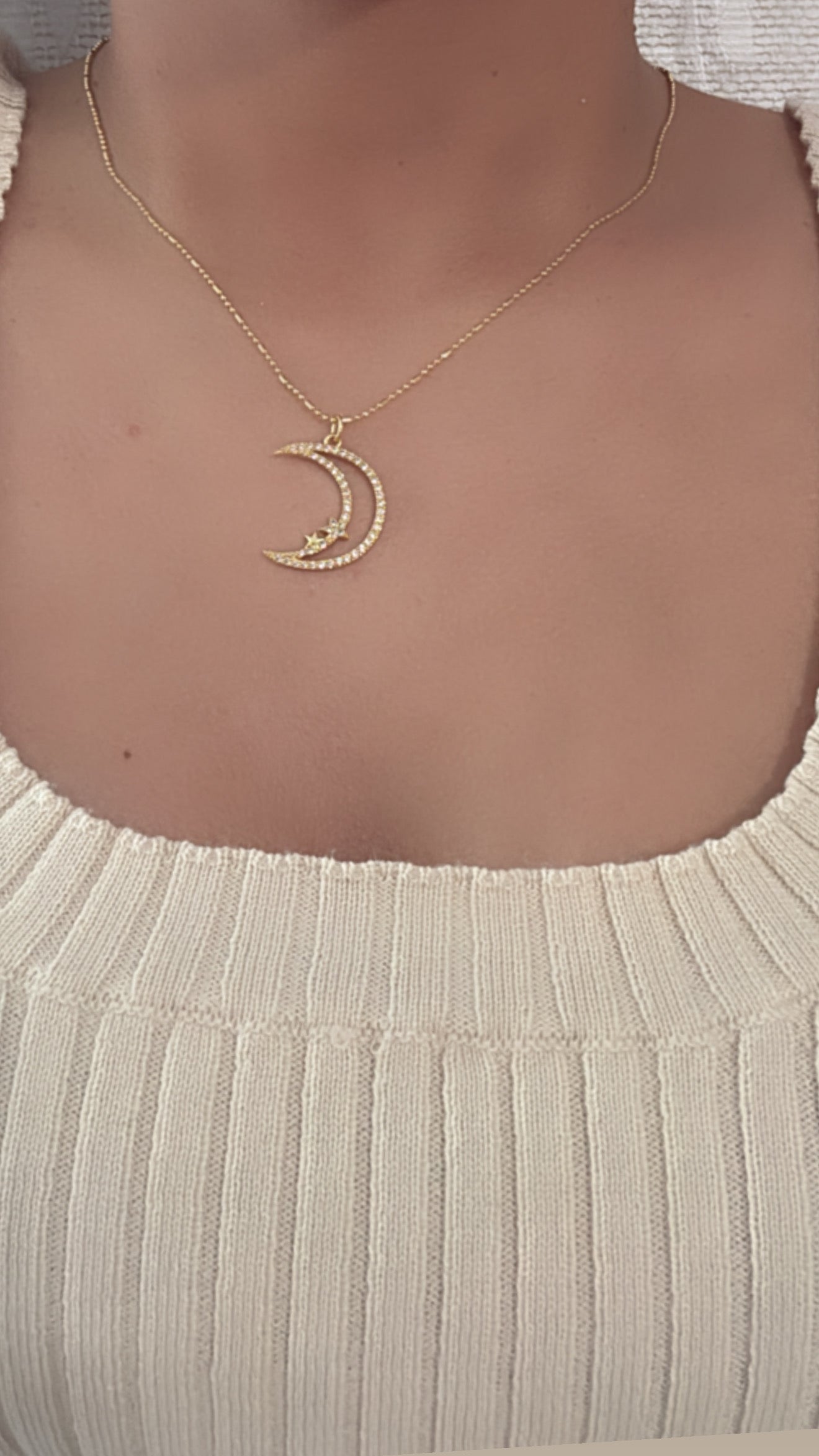 Moon and 2 Stars Necklace