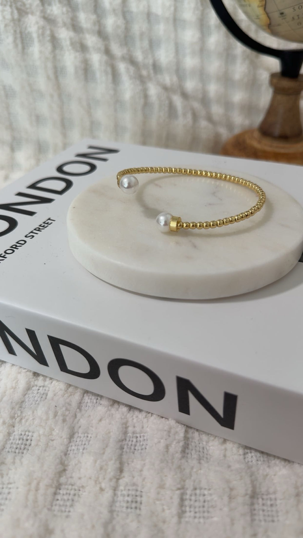 Gold Pearls Cuff Bracelet