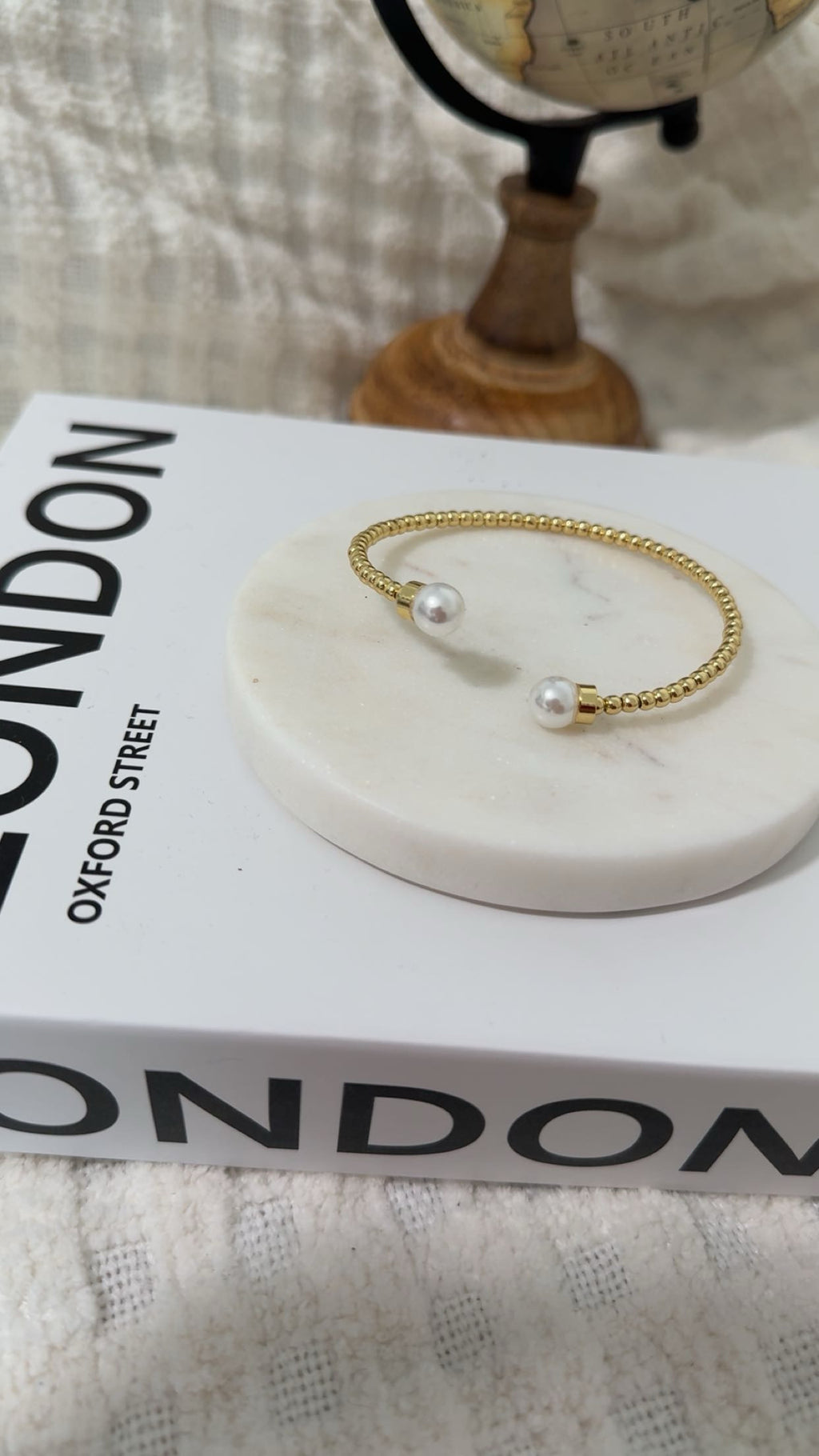 Gold Pearls Cuff Bracelet