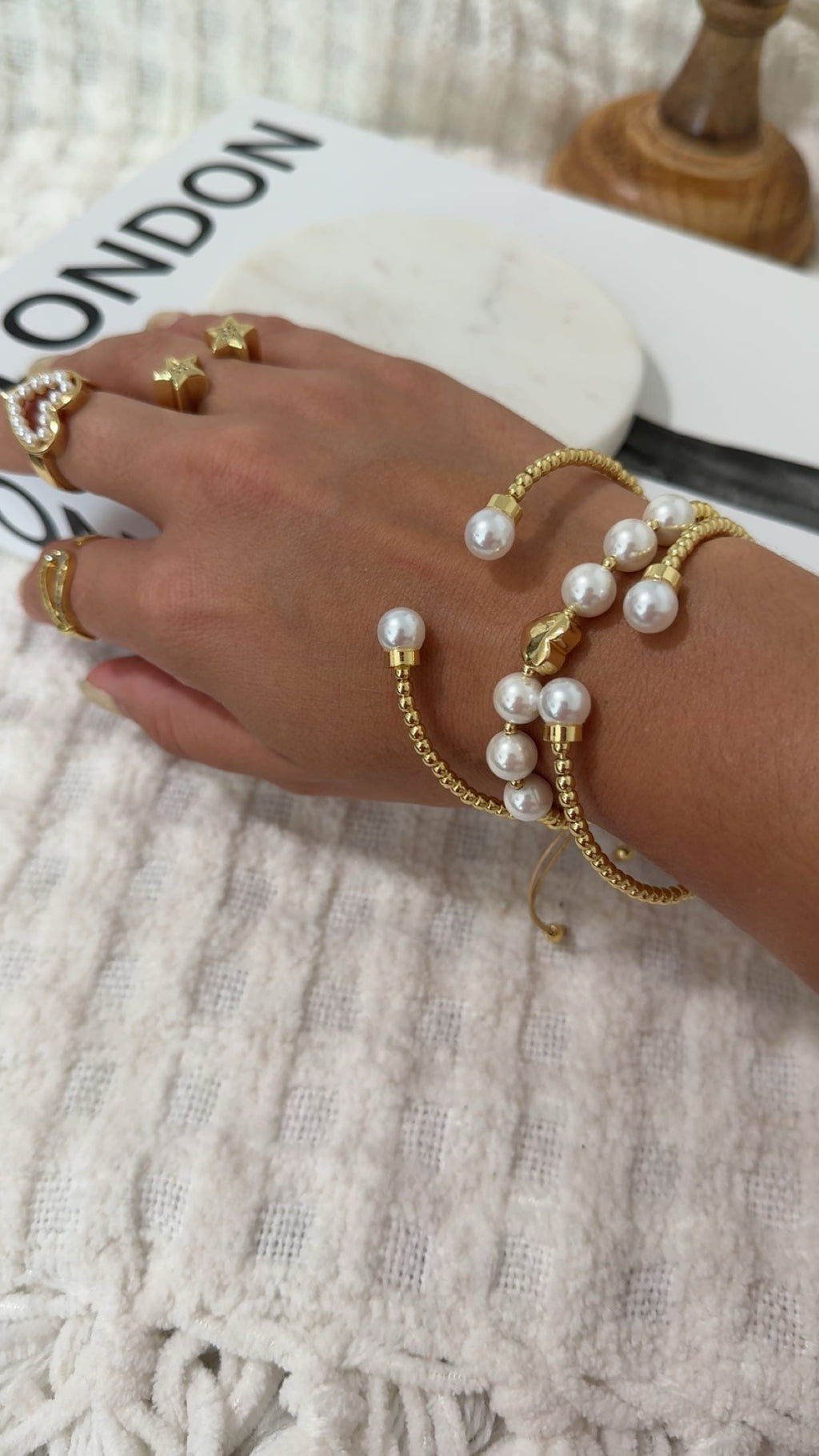 Heart Pearl Gold Beads Bracelet