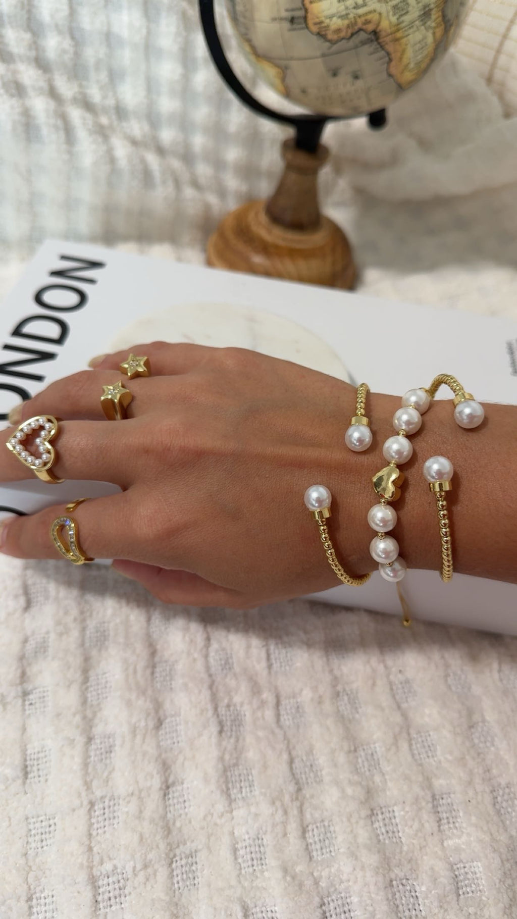 Gold Pearls Cuff Bracelet