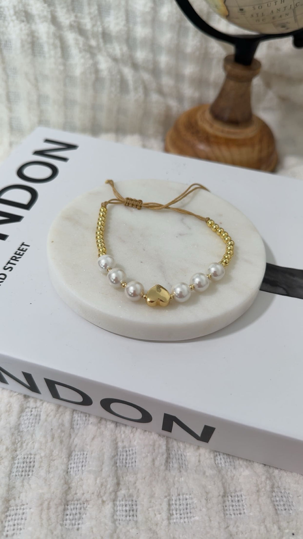 Heart Pearl Gold Beads Bracelet