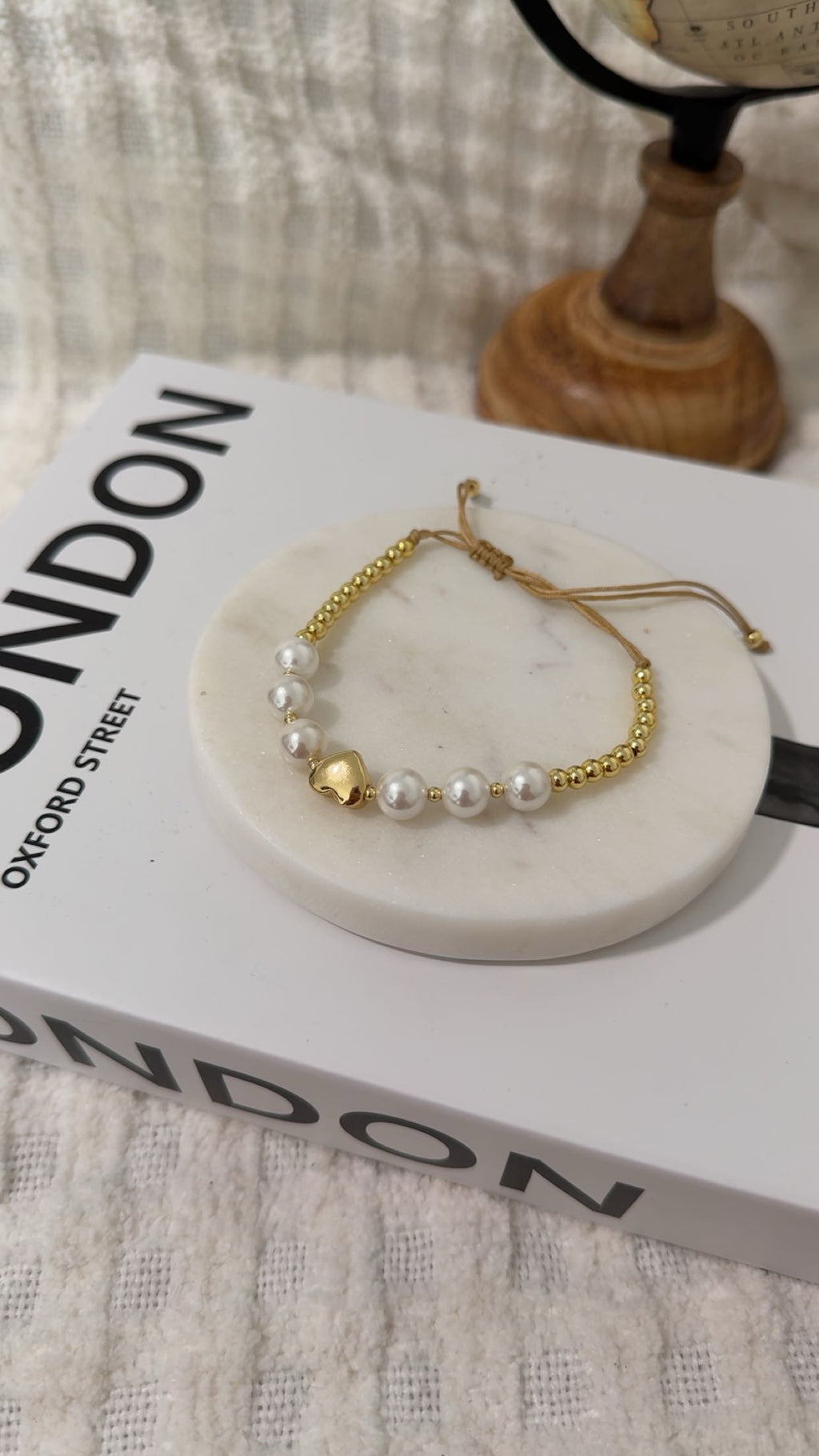 Heart Pearl Gold Beads Bracelet