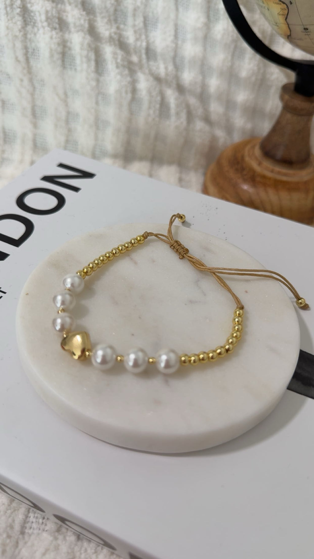 Heart Pearl Gold Beads Bracelet