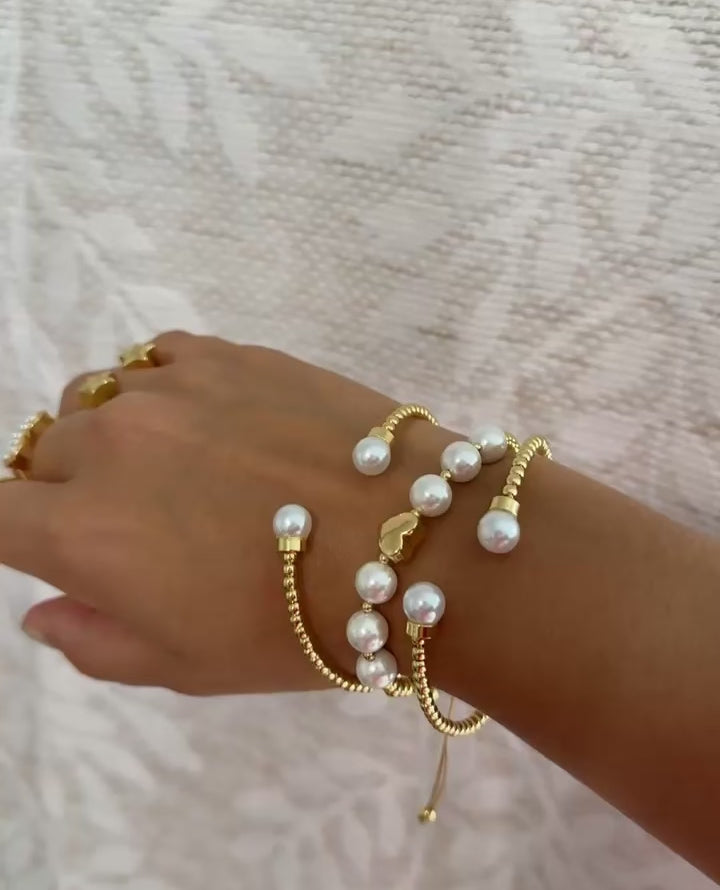 Gold Pearls Cuff Bracelet