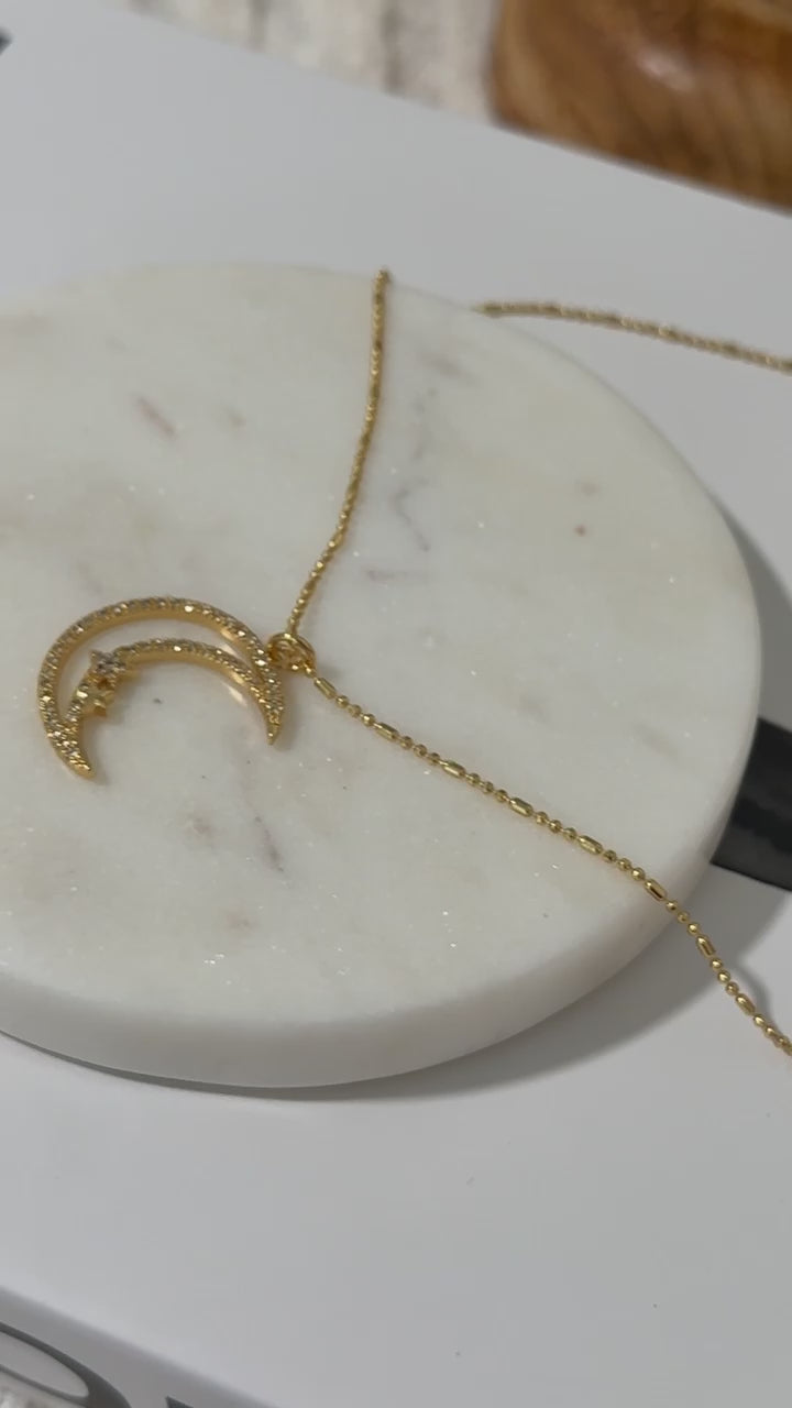 Moon and 2 Stars Necklace