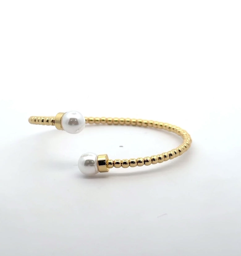 Gold Pearls Cuff Bracelet