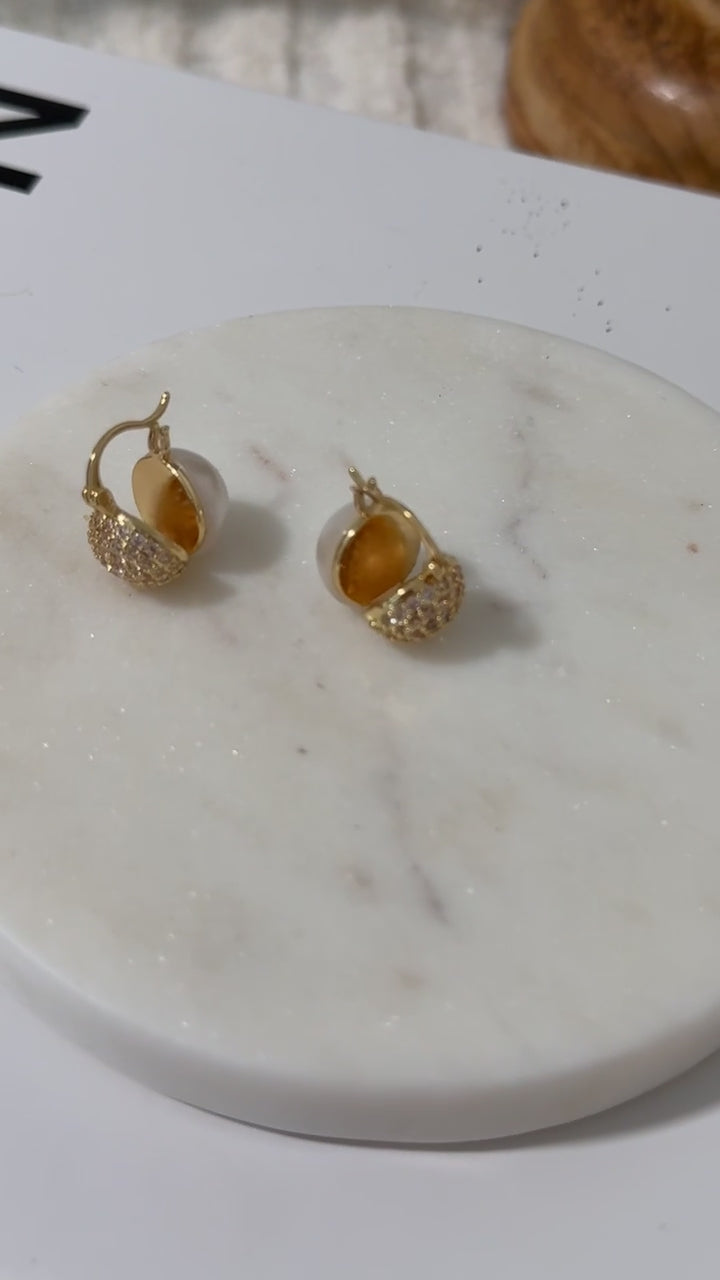 Golden Pearl Glam Earrings